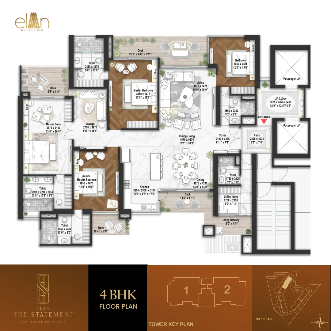 Elan The Statement floor plan 4 BHK apartments Gurgaon