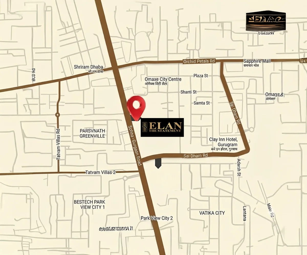 Elan The Statement location map Sector 49 Sohna Road Gurgaon